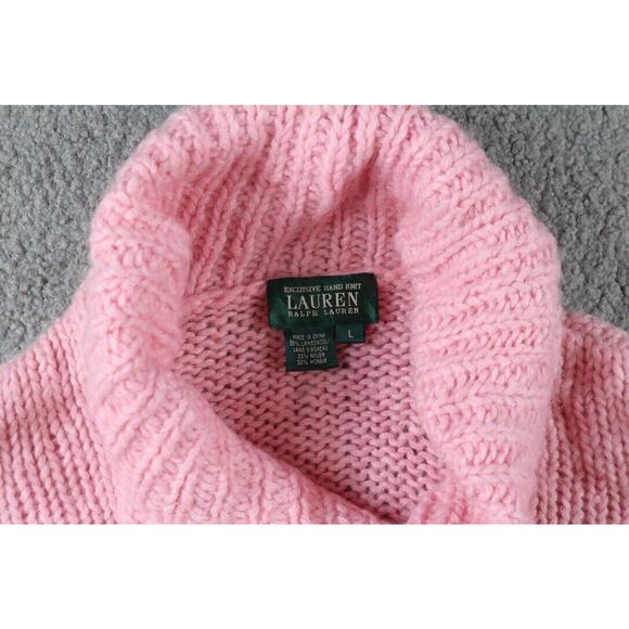 Lauren Ralph Lauren Womens Sweater Large Pink Lambswool Mohair Blend Hand Knit - Picture 3 of 5